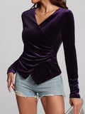 Ruched Surplice Long Sleeve Top - Trendsi