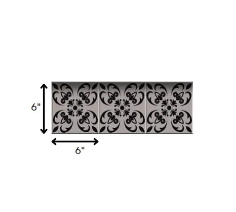 6" X 6" Black And White Orchid Peel And Stick Removable Tiles - Homeroots - Flyclothing LLC