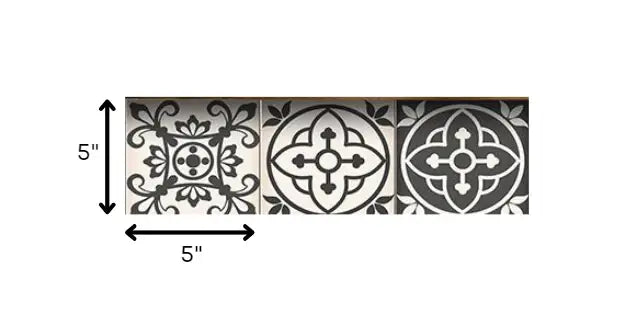 5" X 5" Charcoal And White Mosaic Peel And Stick Removable Tiles - Homeroots - Flyclothing LLC