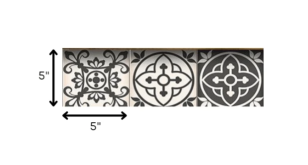 5" X 5" Charcoal And White Mosaic Peel And Stick Removable Tiles - Homeroots - Flyclothing LLC