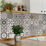 5" X 5" Charcoal And White Mosaic Peel And Stick Removable Tiles - Homeroots