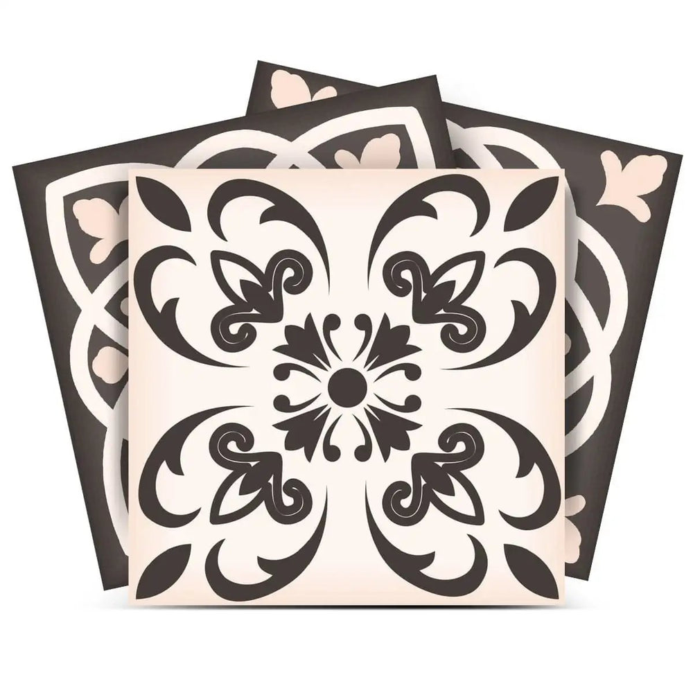 5" X 5" Charcoal And White Mosaic Peel And Stick Removable Tiles - Homeroots