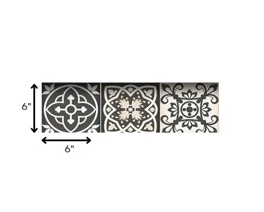6" X 6" Charcoal And White Mosaic Peel And Stick Removable Tiles - Homeroots - Flyclothing LLC