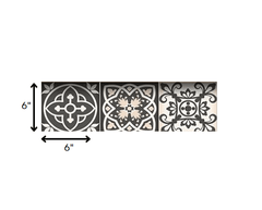 6" X 6" Charcoal And White Mosaic Peel And Stick Removable Tiles - Homeroots