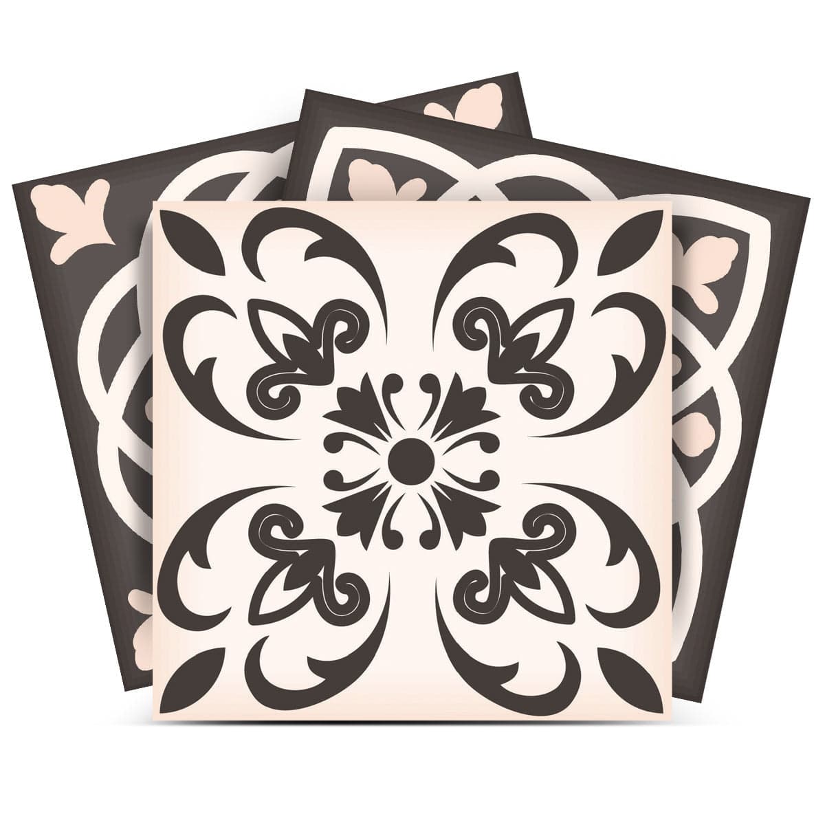 6" X 6" Charcoal And White Mosaic Peel And Stick Removable Tiles - Homeroots
