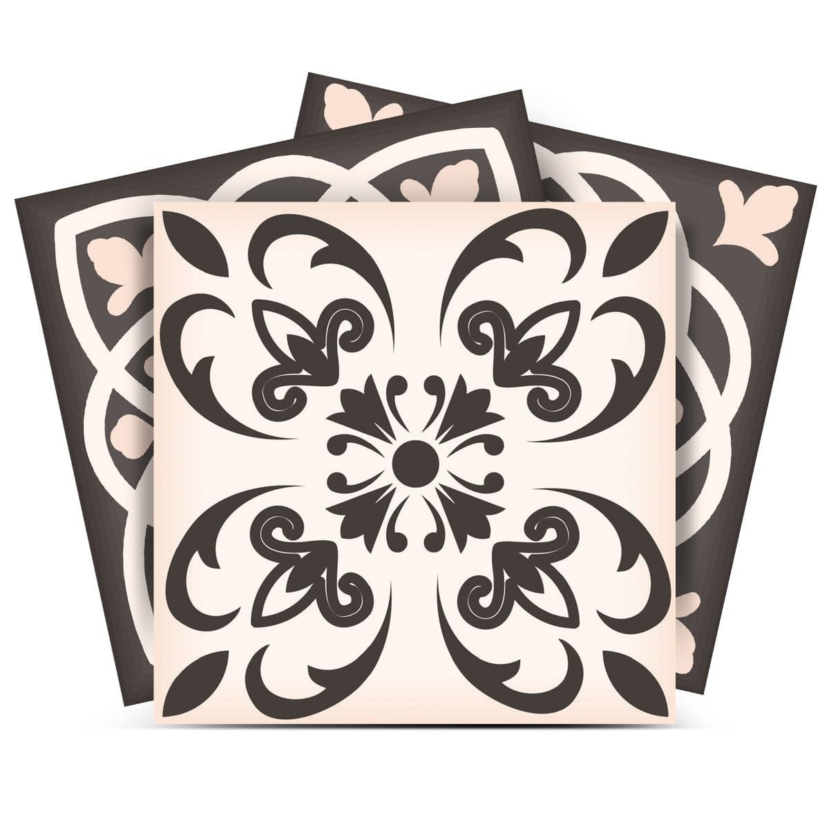 6" X 6" Charcoal And White Mosaic Peel And Stick Removable Tiles - Homeroots