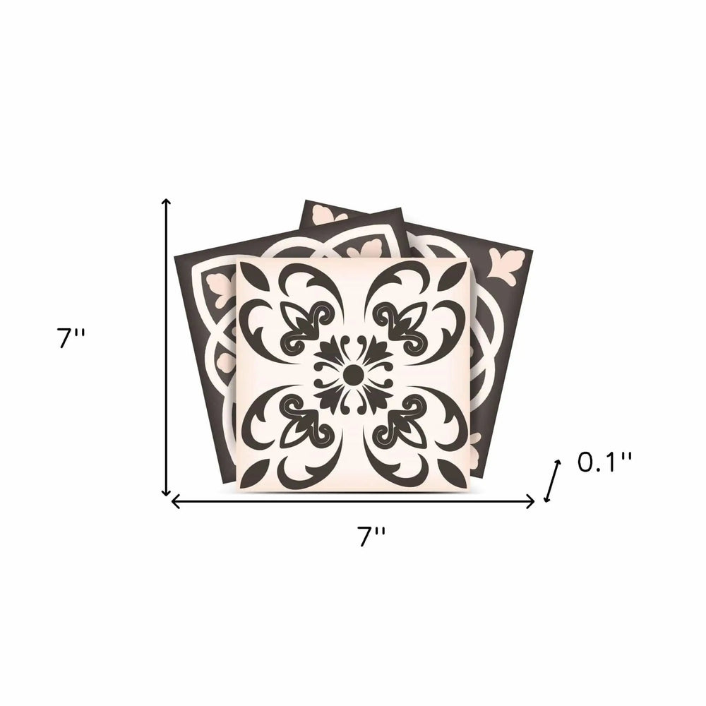 7" X 7" Charcoal And White Mosaic Peel And Stick Removable Tiles - Homeroots - Flyclothing LLC