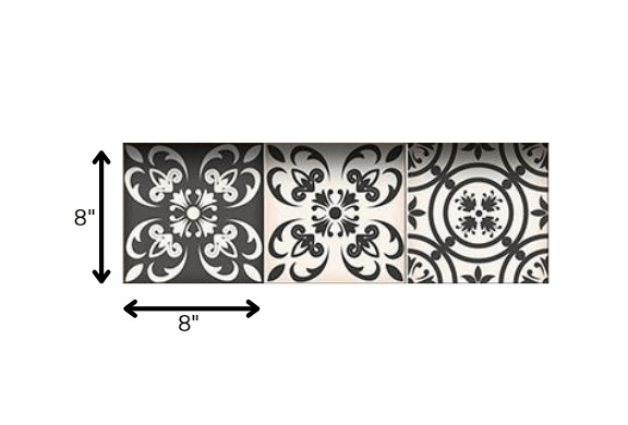 8" X 8" Charcoal And White Mosaic Peel And Stick Removable Tiles - Homeroots