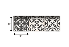 8" X 8" Charcoal And White Mosaic Peel And Stick Removable Tiles - Homeroots