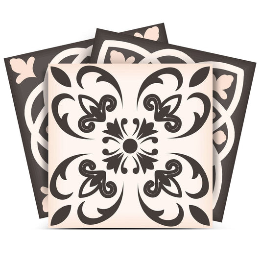 8" X 8" Charcoal And White Mosaic Peel And Stick Removable Tiles - Homeroots