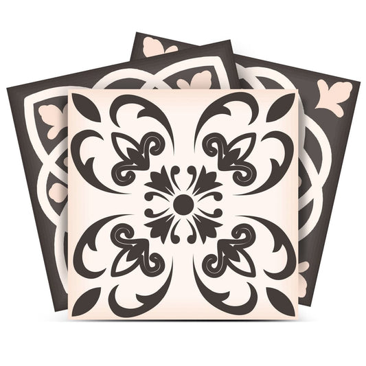 8" X 8" Charcoal And White Mosaic Peel And Stick Removable Tiles - Homeroots