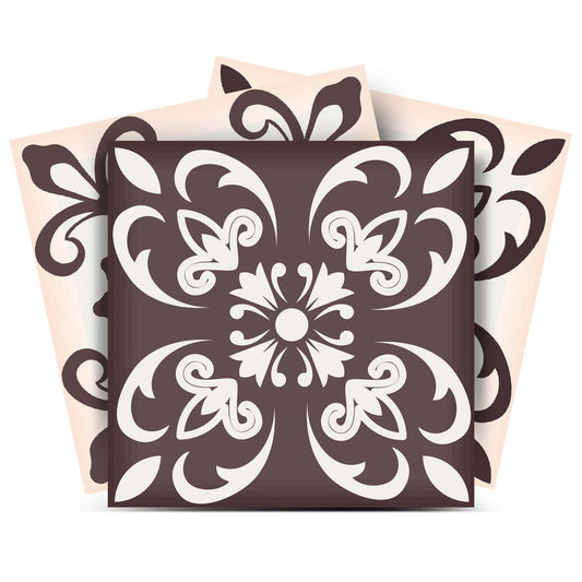 7" X 7" Light Brown And White Mosaic Peel And Stick Removable Tiles - Homeroots
