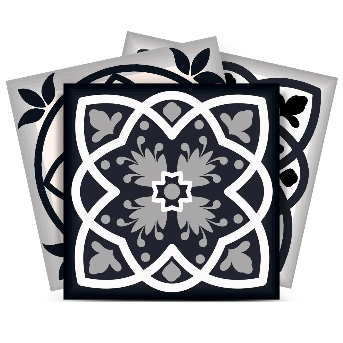 4" X 4" Black White And Tan Peel And Stick Removable Tiles - Homeroots - Flyclothing LLC