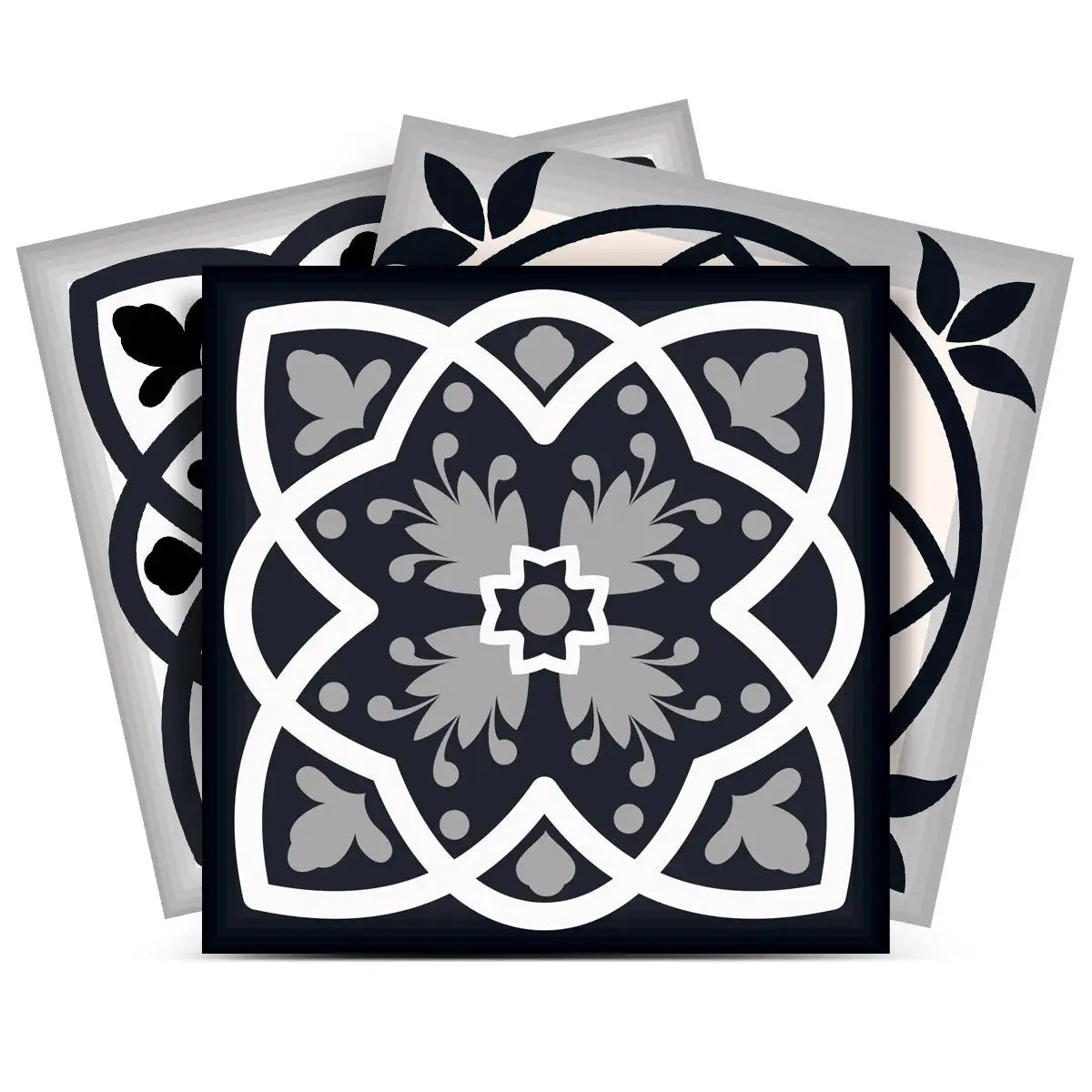 6" X 6" Black White And Tan Peel And Stick Removable Tiles - Homeroots - Flyclothing LLC