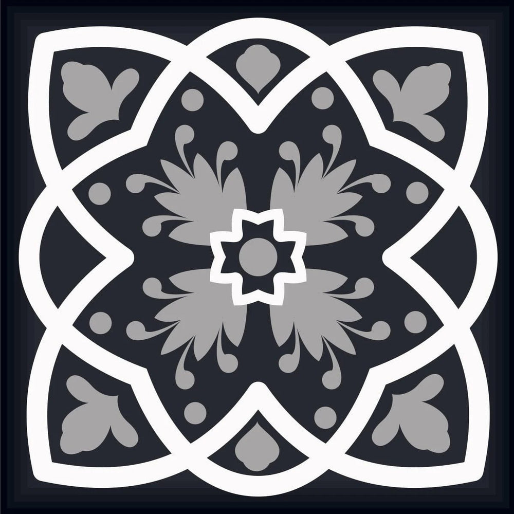 8" X 8" Black White And Tan Peel And Stick Removable Tiles - Homeroots