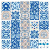 4" X 4" Dark And Light Blue Mosaic Peel And Stick Removable Tiles - Homeroots