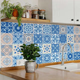 4" X 4" Dark And Light Blue Mosaic Peel And Stick Removable Tiles - Homeroots - Flyclothing LLC