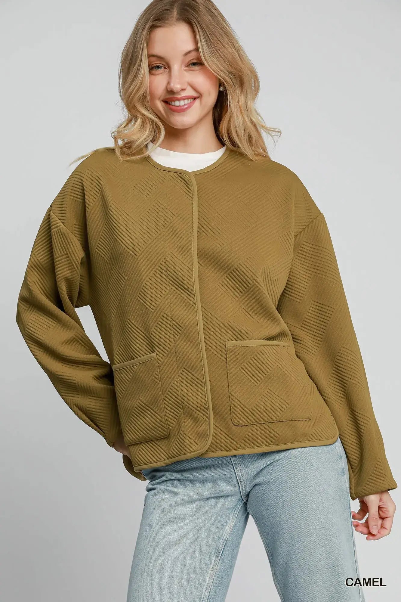 Umgee Textured Jacquard Jacket - Trendsi - Flyclothing LLC