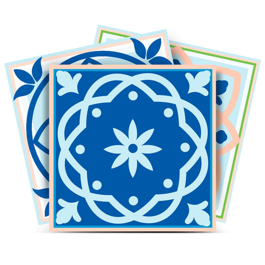 6" X 6" Dark And Light Blue Mosaic Peel And Stick Removable Tiles - Homeroots