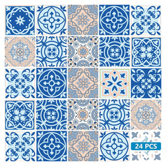 7" X 7" Dark And Light Blue Mosaic Peel And Stick Removable Tiles - Homeroots