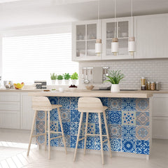 7" X 7" Dark And Light Blue Mosaic Peel And Stick Removable Tiles - Homeroots
