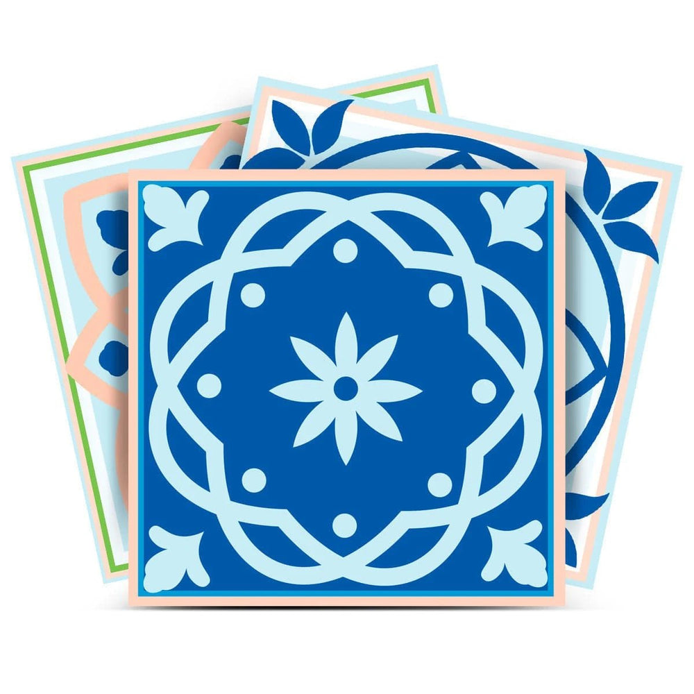 8" X 8" Dark And Light Blue Mosaic Peel And Stick Removable Tiles - Homeroots - Flyclothing LLC