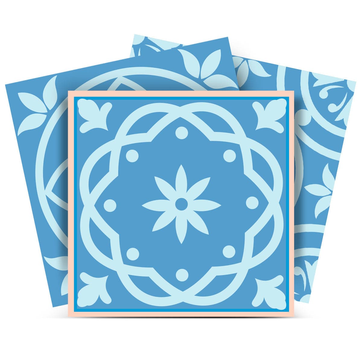 5" X 5" Ocean Blue Mosaic Peel And Stick Removable Tiles - Homeroots