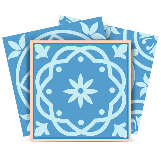 5" X 5" Ocean Blue Mosaic Peel And Stick Removable Tiles - Homeroots