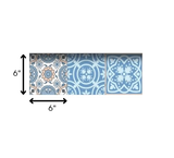 6" X 6" Ocean Blue Mosaic Peel And Stick Removable Tiles - Homeroots