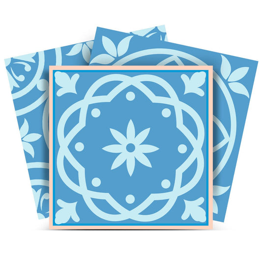 6" X 6" Ocean Blue Mosaic Peel And Stick Removable Tiles - Homeroots