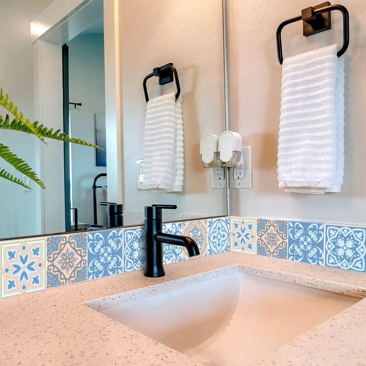 7" X 7" Ocean Blue Mosaic Peel And Stick Removable Tiles - Homeroots - Flyclothing LLC