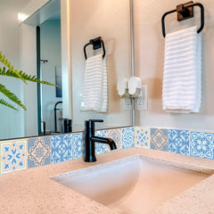 8" X 8" Ocean Blue Mosaic Peel And Stick Removable Tiles - Homeroots