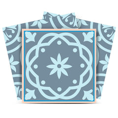 4" X 4" Baby Blue And Peach Mosaic Peel And Stick Removable Tiles - Homeroots