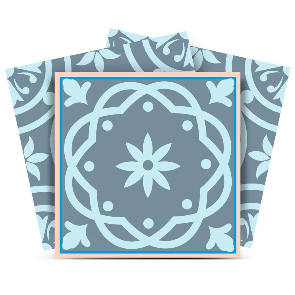 5" X 5" Baby Blue And Peach Mosaic Peel And Stick Removable Tiles - Homeroots
