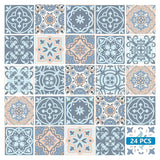 5" X 5" Baby Blue And Peach Mosaic Peel And Stick Removable Tiles - Homeroots