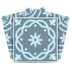 5" X 5" Baby Blue And Peach Mosaic Peel And Stick Removable Tiles - Homeroots