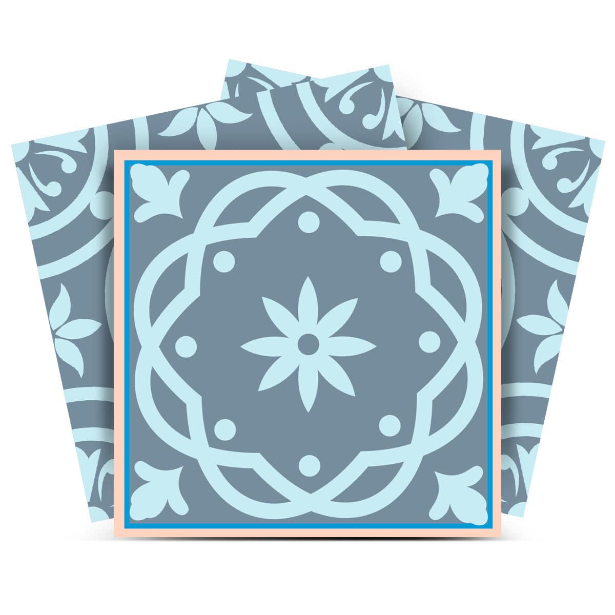 7" X 7" Baby Blue And Peach Mosaic Peel And Stick Removable Tiles - Homeroots