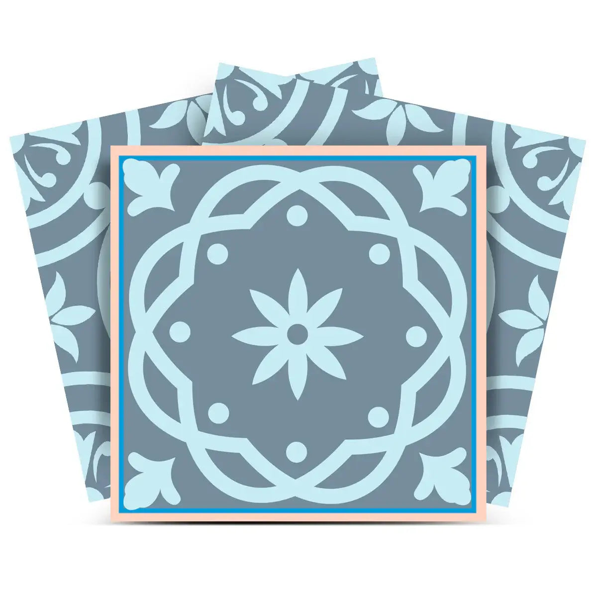 8" X 8" Baby Blue And Peach Mosaic Peel And Stick Removable Tiles - Homeroots - Flyclothing LLC