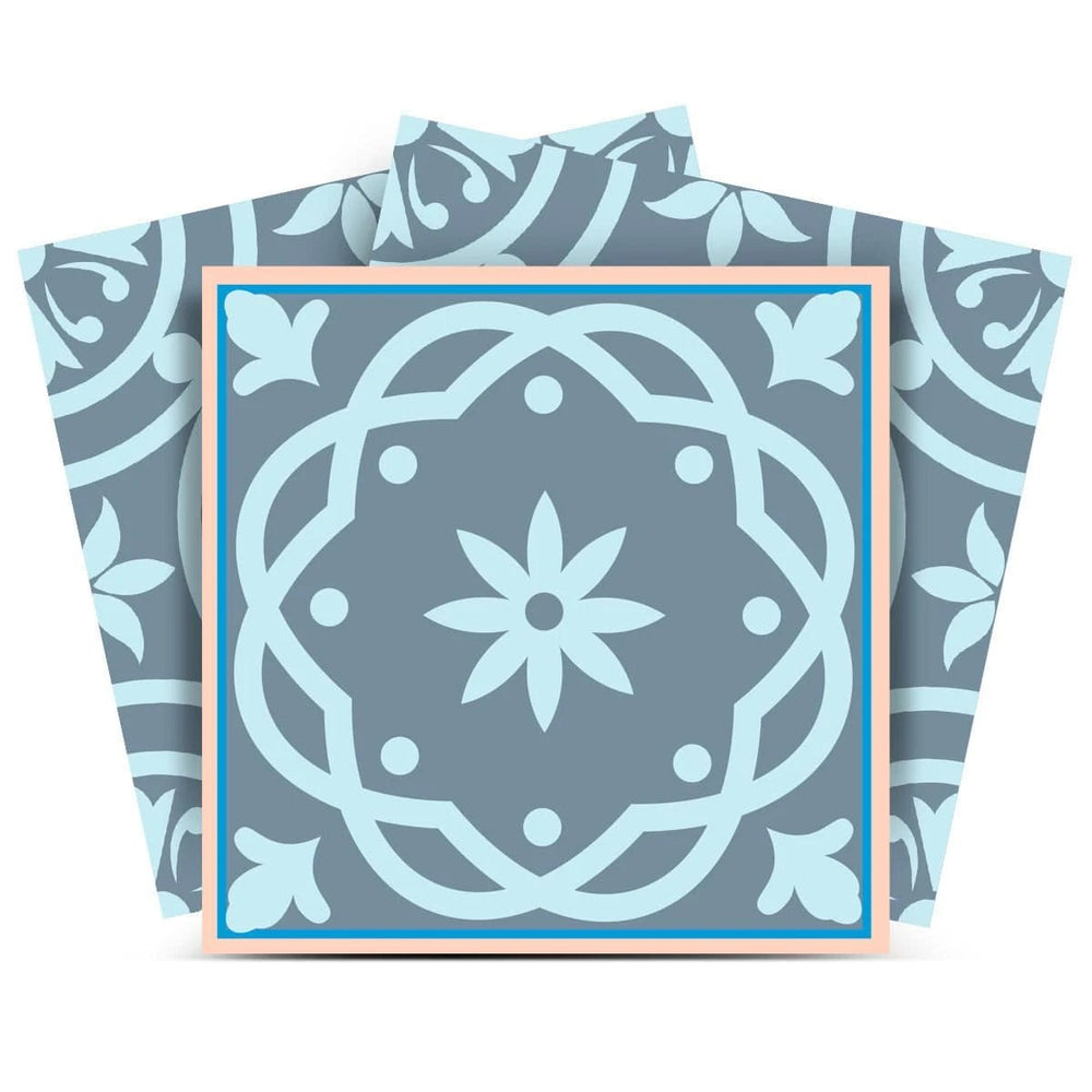 8" X 8" Baby Blue And Peach Mosaic Peel And Stick Removable Tiles - Homeroots - Flyclothing LLC