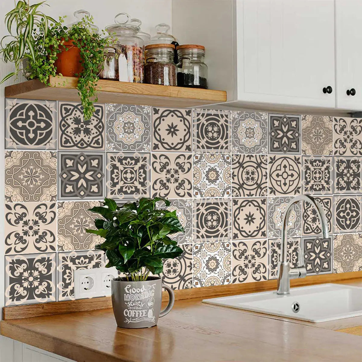 6" X 6" Espresso Brown Mosaic Peel And Stick Removable Tiles - Homeroots - Flyclothing LLC