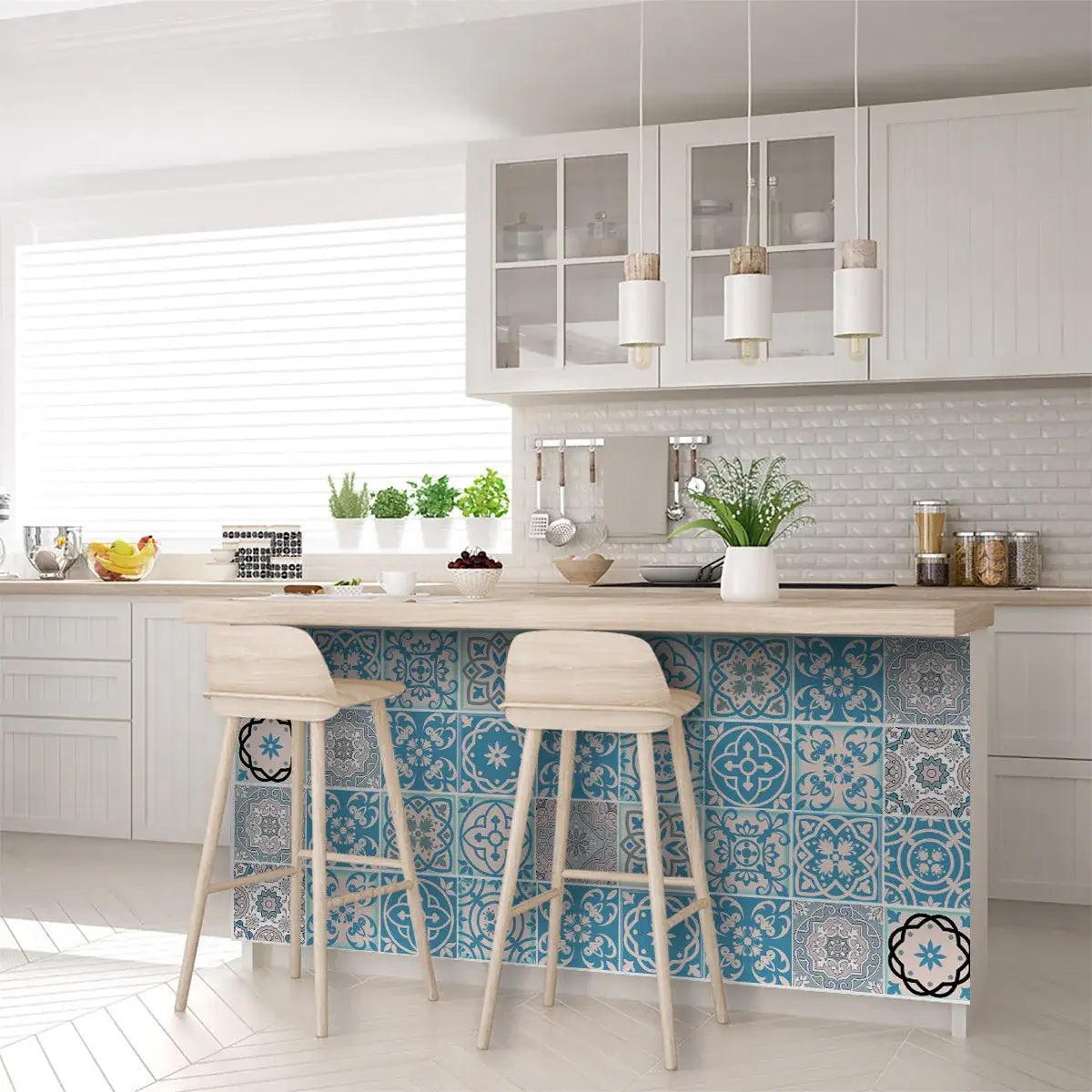 5" X 5" Sky Blue Mosaic Peel And Stick Removable Tiles - Homeroots - Flyclothing LLC