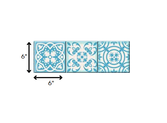 6" X 6" Sky Blue Mosaic Peel And Stick Removable Tiles - Homeroots