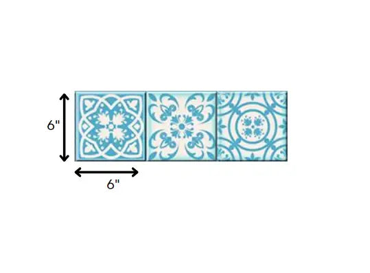 6" X 6" Sky Blue Mosaic Peel And Stick Removable Tiles - Homeroots - Flyclothing LLC