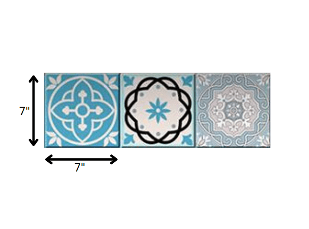 7" X 7" Sky Blue Mosaic Peel And Stick Removable Tiles - Homeroots