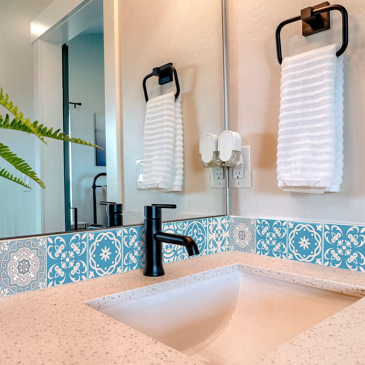 7" X 7" Sky Blue Mosaic Peel And Stick Removable Tiles - Homeroots