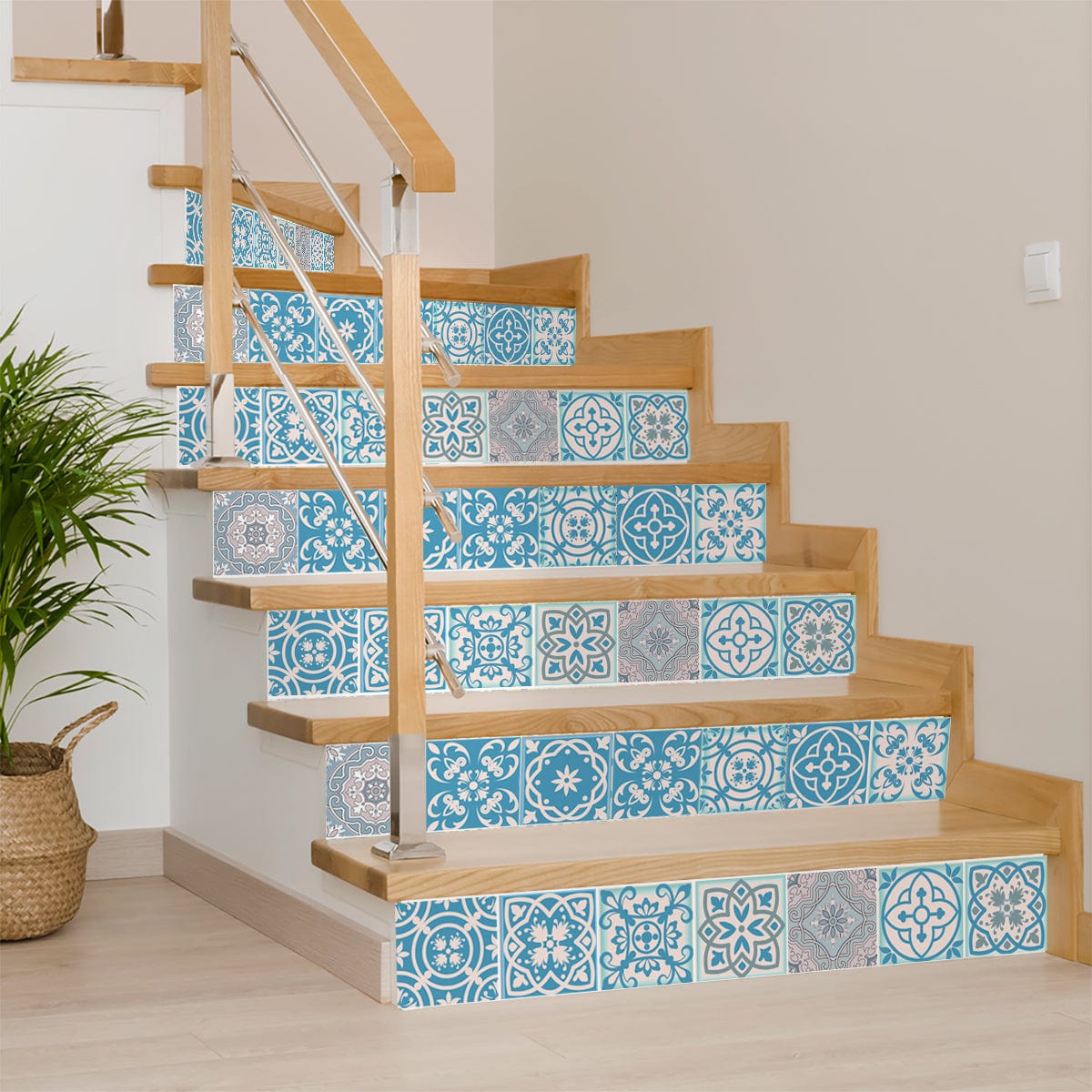 7" X 7" Sky Blue Mosaic Peel And Stick Removable Tiles - Homeroots