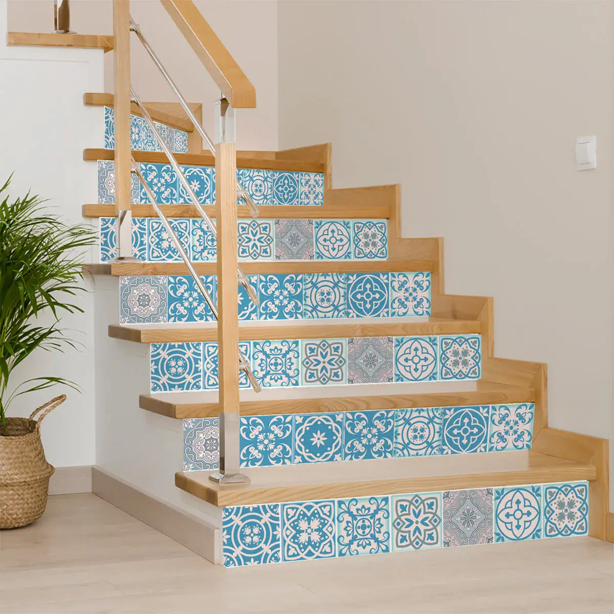 7" X 7" Sky Blue Mosaic Peel And Stick Removable Tiles - Homeroots - Flyclothing LLC