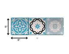 8" X 8" Sky Blue Mosaic Peel And Stick Removable Tiles - Homeroots