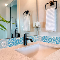 8" X 8" Sky Blue Mosaic Peel And Stick Removable Tiles - Homeroots