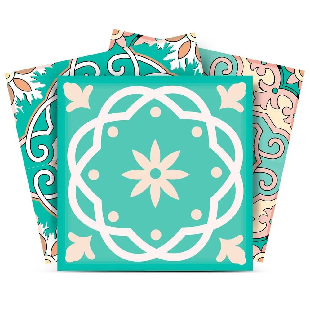 5" X 5" Aquamarine Mosaic Peel And Stick Removable Tiles - Homeroots